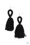 Tassels and Tiaras - Black Earring - Paparazzi Accessories