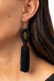 Tassels and Tiaras - Black Earring - Paparazzi Accessories