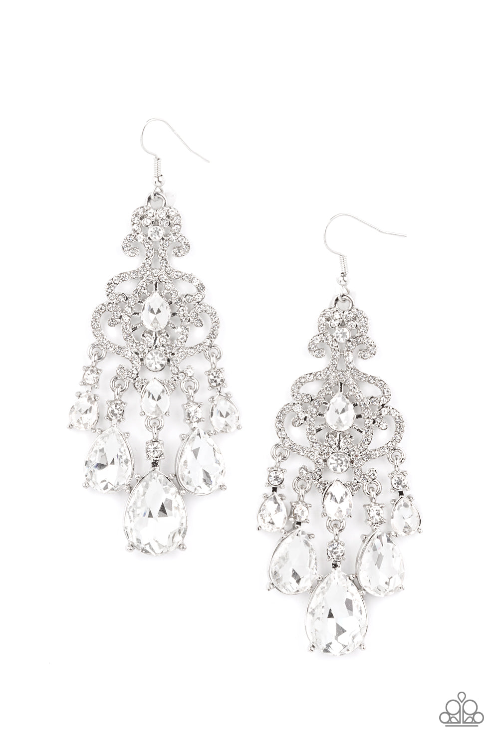 Paparazzi Accessories - Queen Of All Things Sparkly - White Earrings - 2021 Empower Me Pink Exclusive