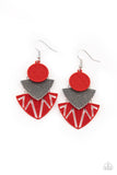Paparazzi Accessories - Jurassic Juxtaposition - Red Earring