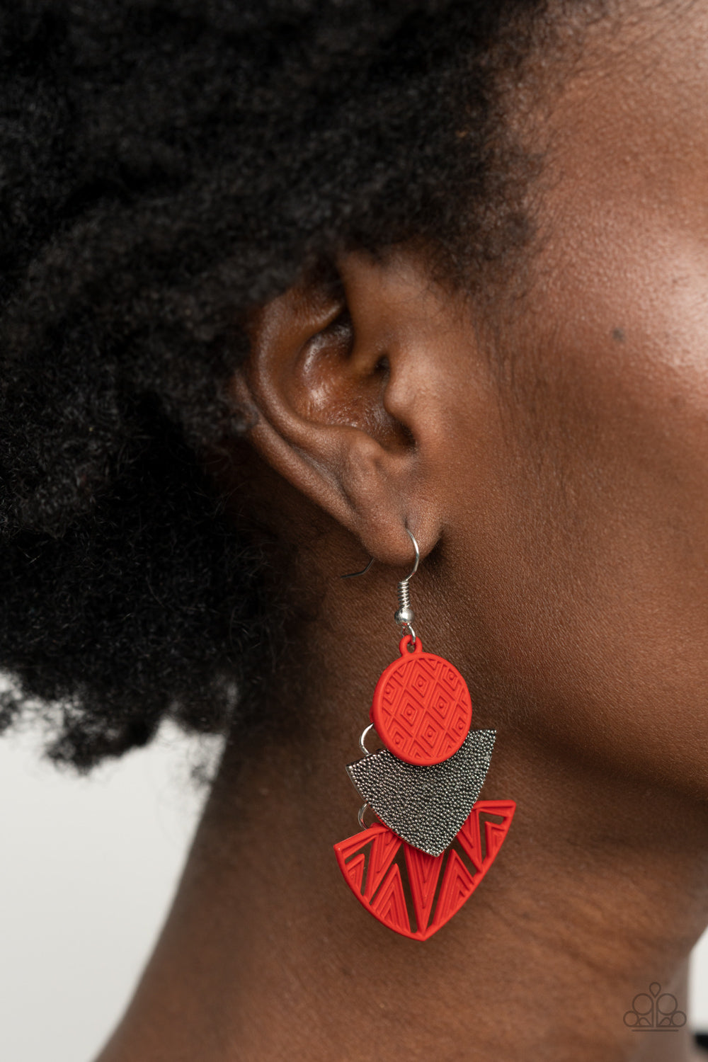 Paparazzi Accessories - Jurassic Juxtaposition - Red Earring
