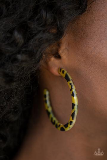 Haute Blooded Yellow Hoop - Paparazzi Accessories