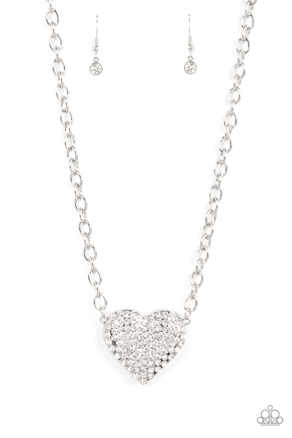 Paparazzi Accessories - Heartbreakingly Blingy - White Necklace