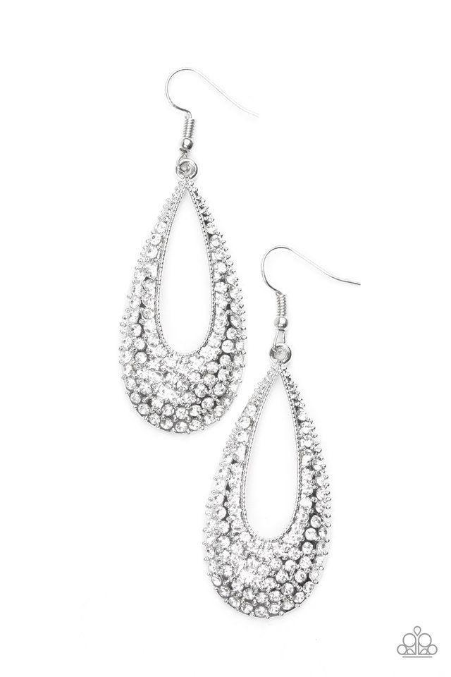 Big Time Spender Earring - White - Paparazzi Accessories - Pretty Girl Jewels
